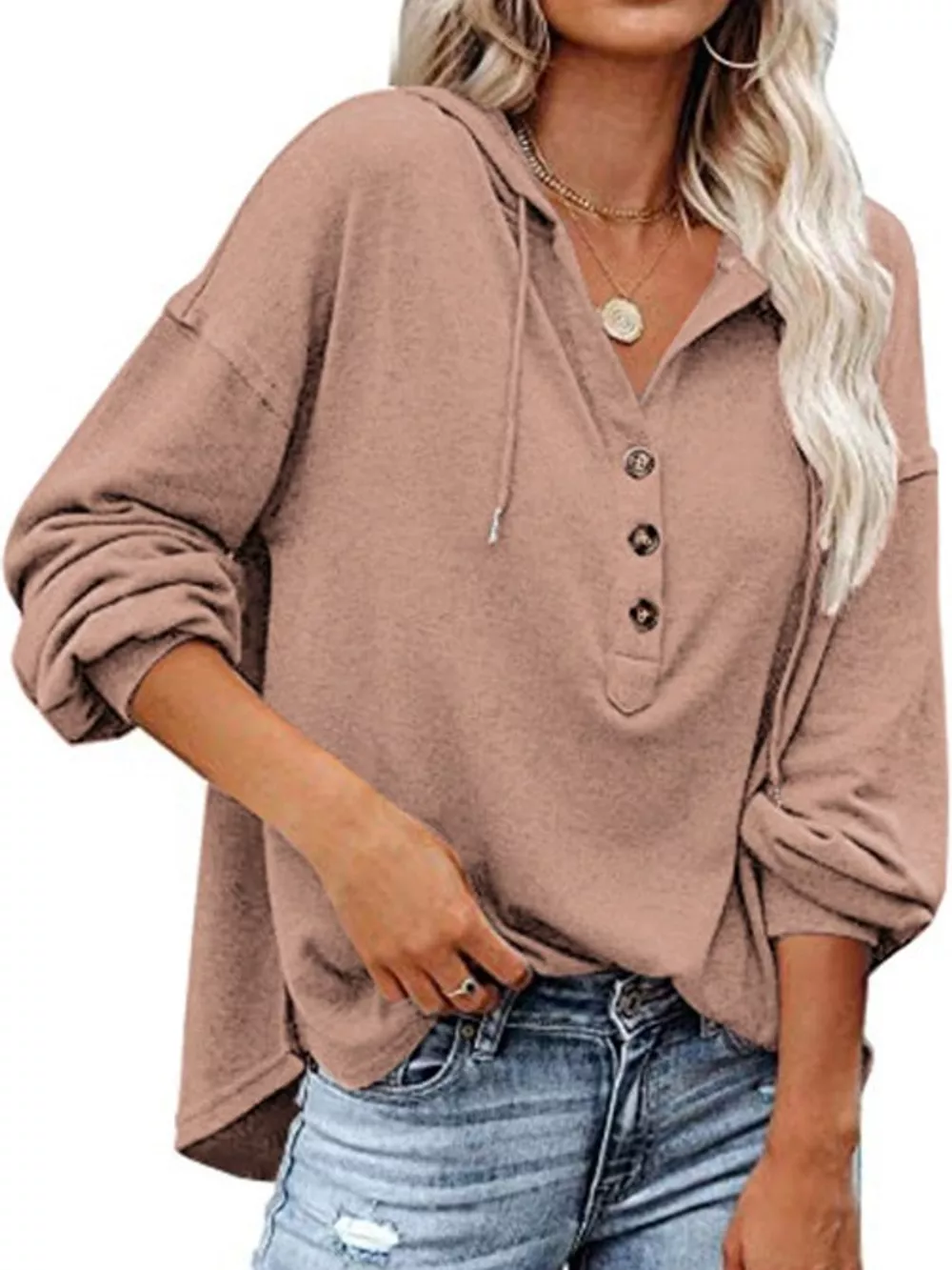 Drawstring Dropped Shoulder Hoodie, image 6
