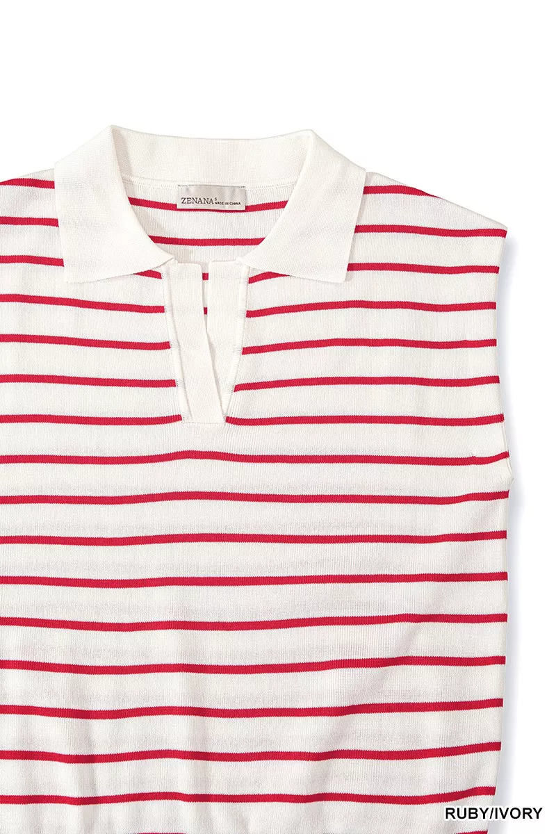Viscose Striped Collared Sweater Vest, image 3