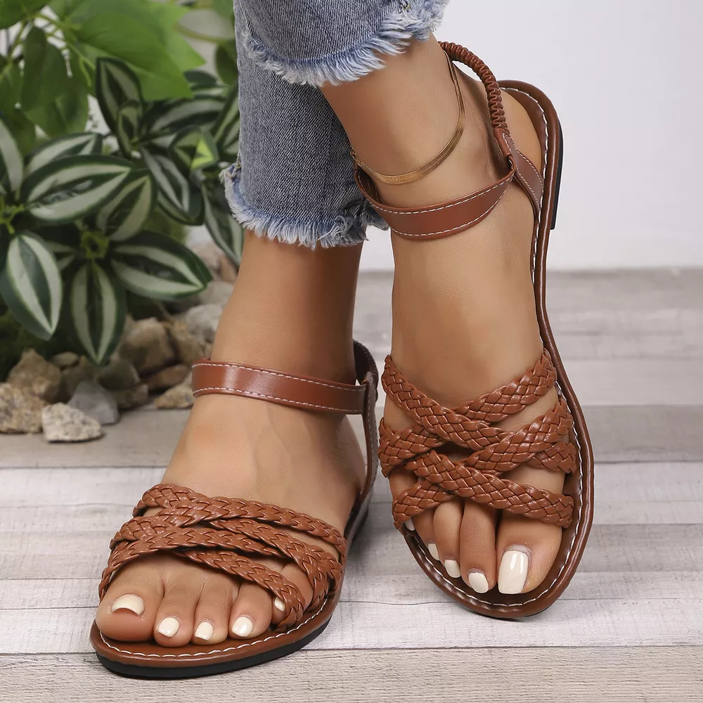 Open Toe Braided Strap Sandals, image 5