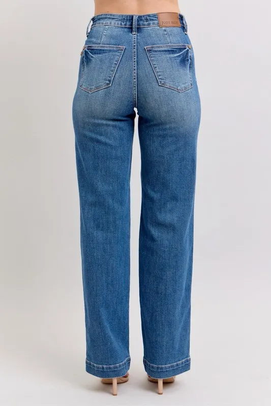 Full Size High Waist Contrast Thread Straight Plus Size, image 8