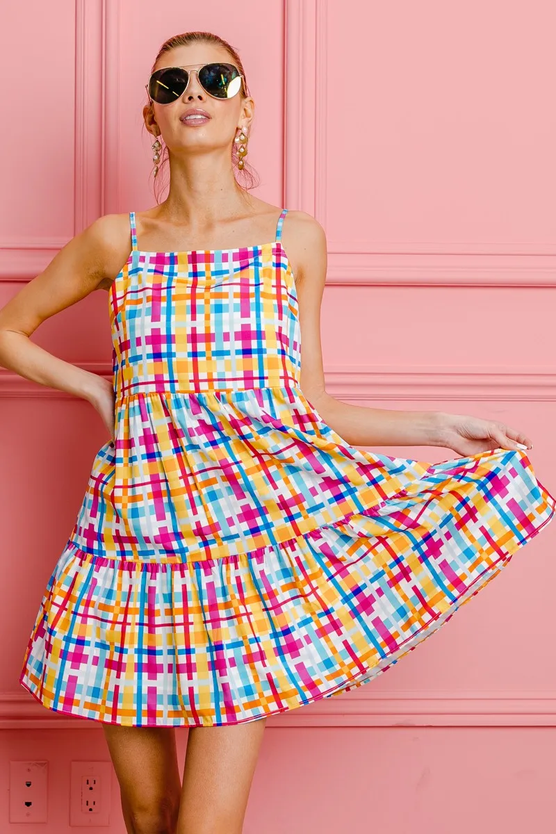 Multi Colors Plaid Sleeveless Sun Dress, image 12