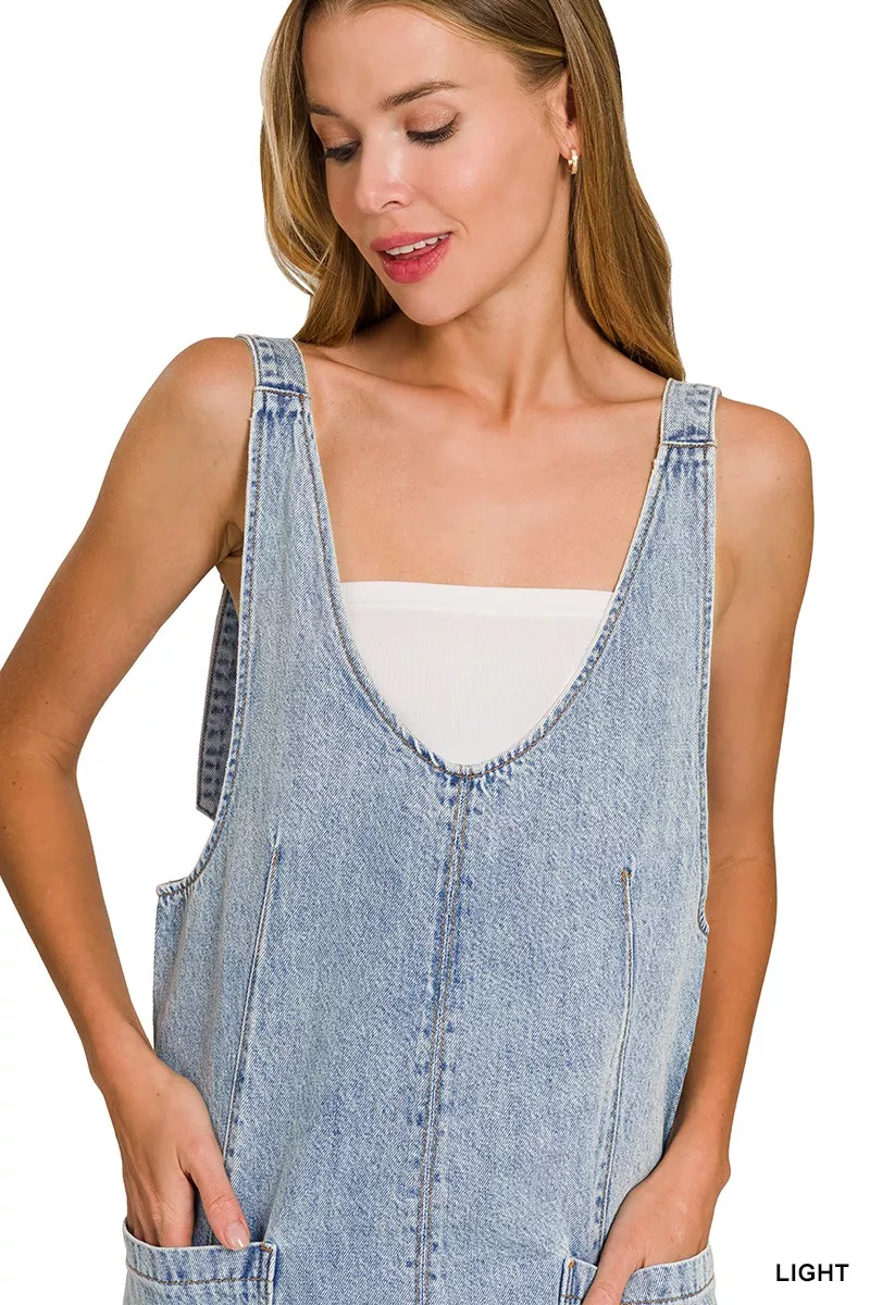 Zenana Denim Overall Dress with Front Pockets, image 8