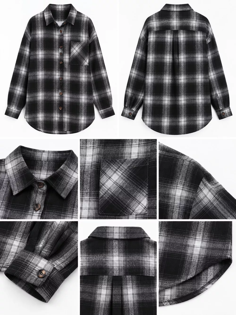Plaid Button-Down Oversized Shirt, image 8