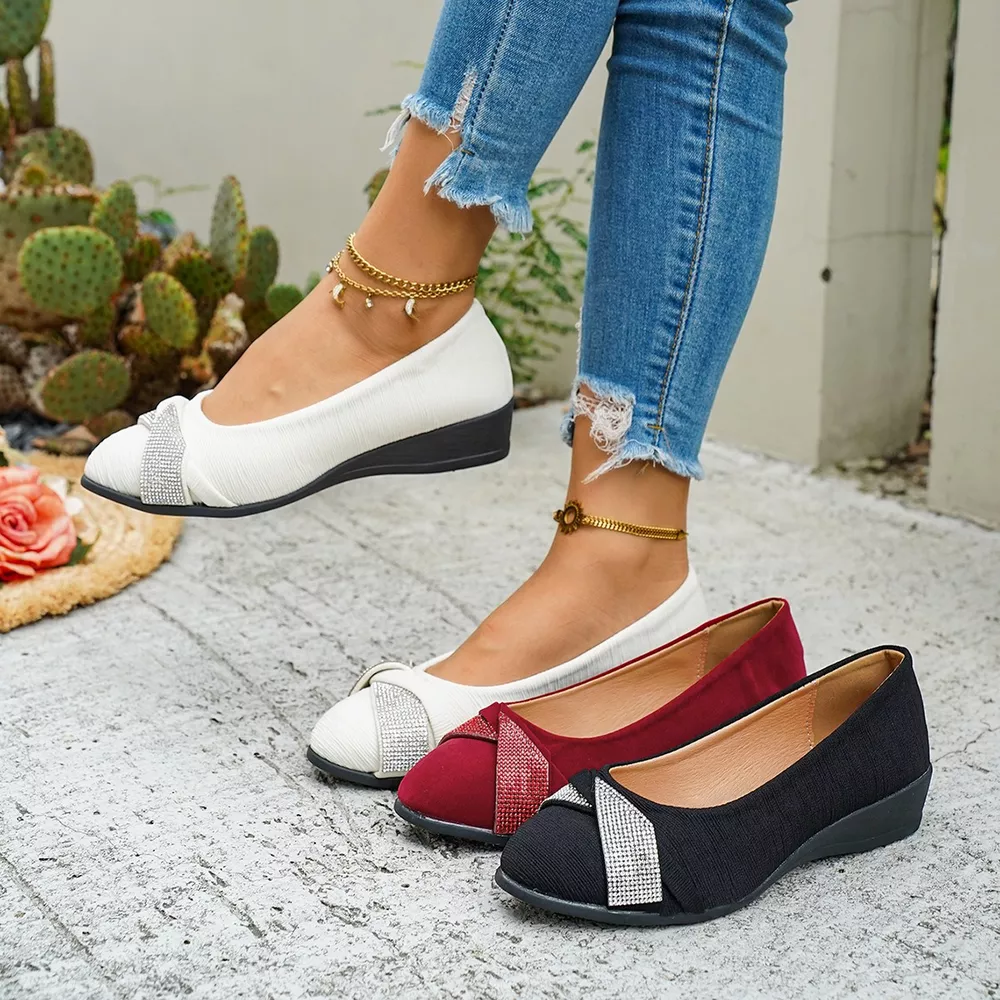 Rhinestone Embellished Wedge Slip-Ons, image 19