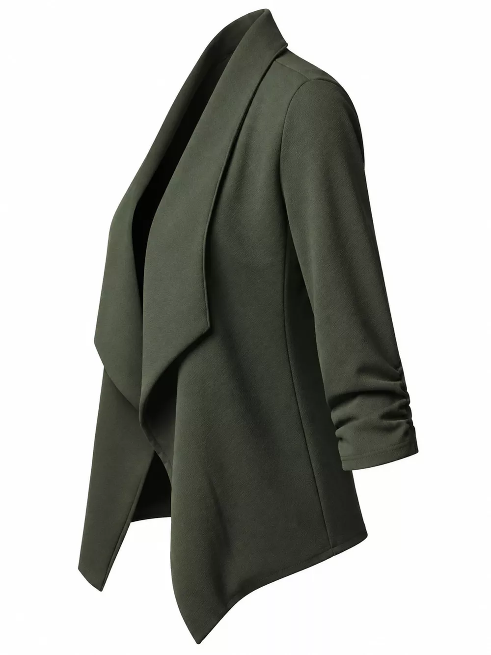 Full Size Open Front Drape Blazer with 3/4 Ruched Sleeves Plus Size, image 15