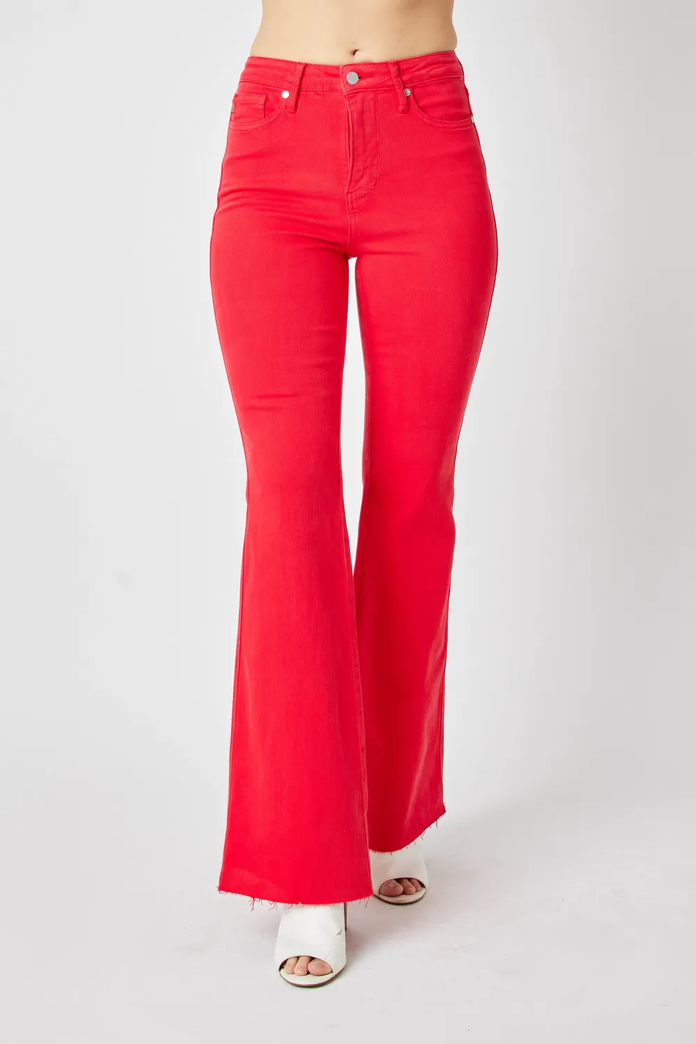 Full Size Hw Tummy Control Garment Dyed Flare Jeans Plus Size, image 5