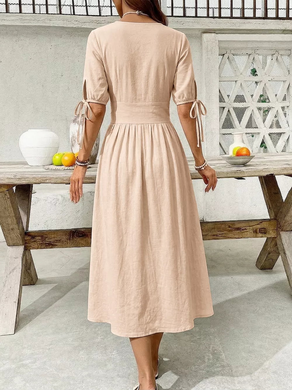Button-Down Short Sleeve Midi Dress, image 8
