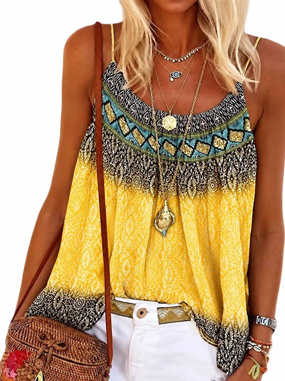 Full Size Printed Scoop Neck Cami Plus Size, image 6