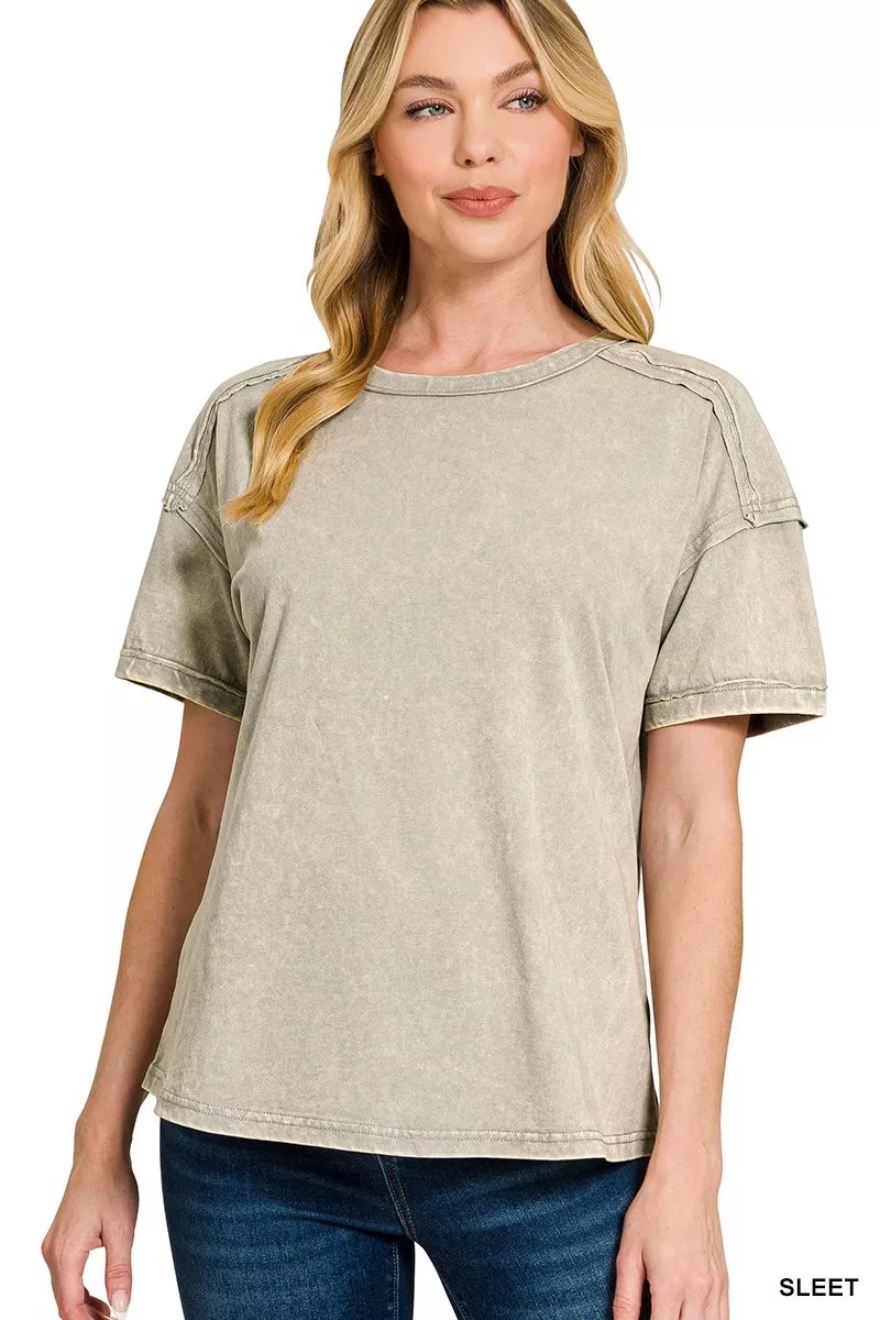 Acid Washed Round Neck T-shirts