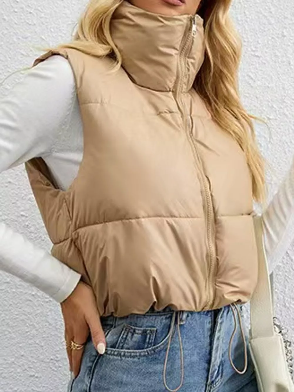 Zip-Up Puffer Vest Coat