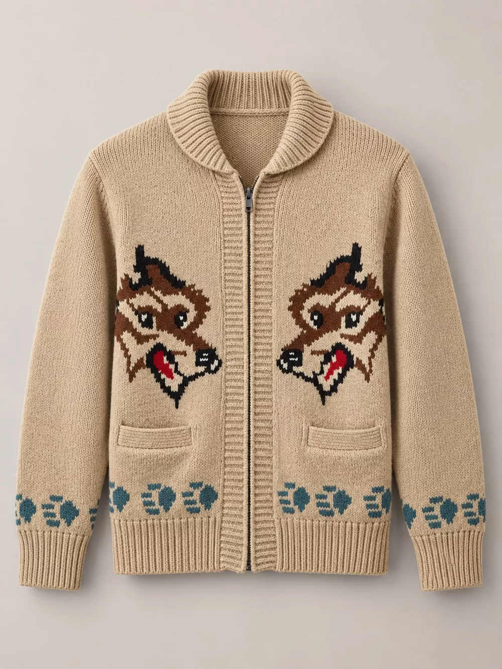 Men's Full Size Animal Chunky Knit Zip-Up Cardigan Plus Size, image 28