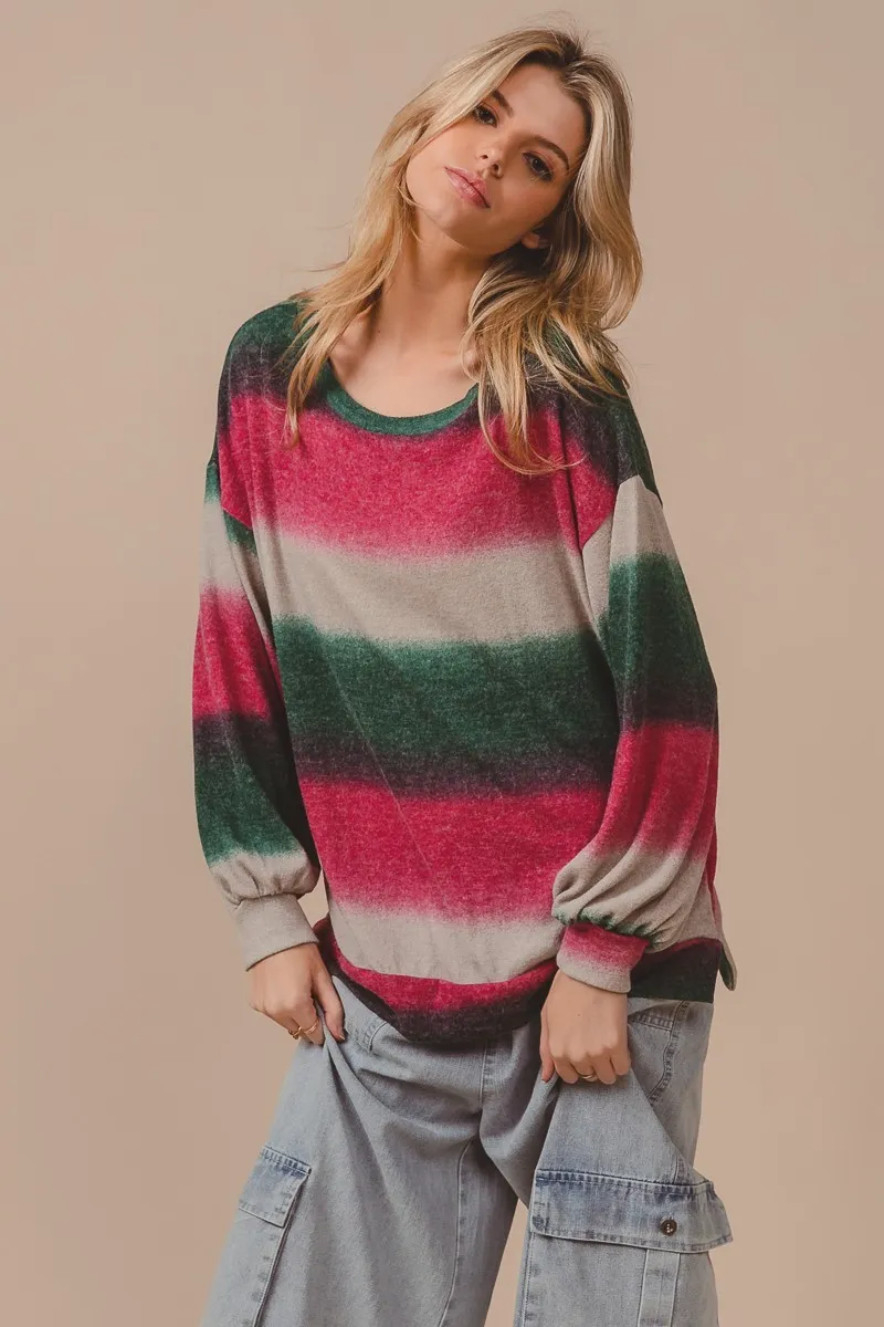Striped Gradation Print Knit Top, image 6