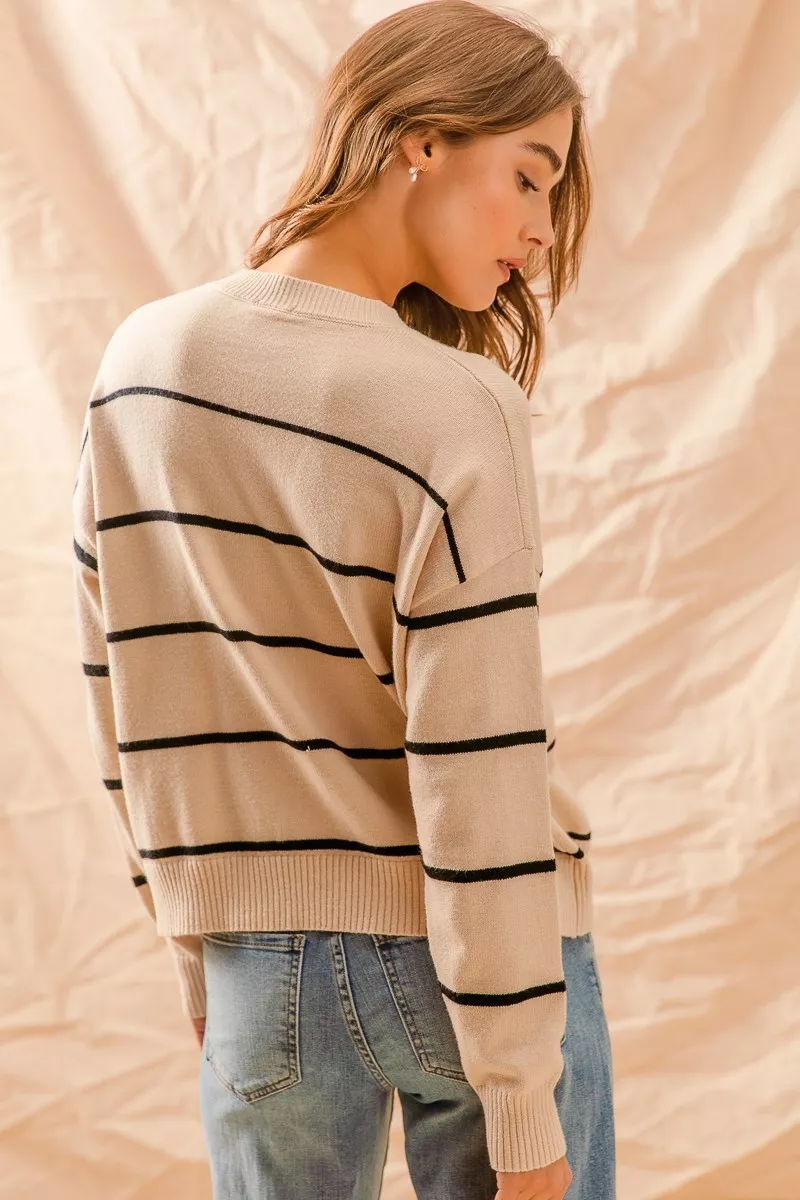 Stripe Crew Neck Basic Essential Sweater, image 11