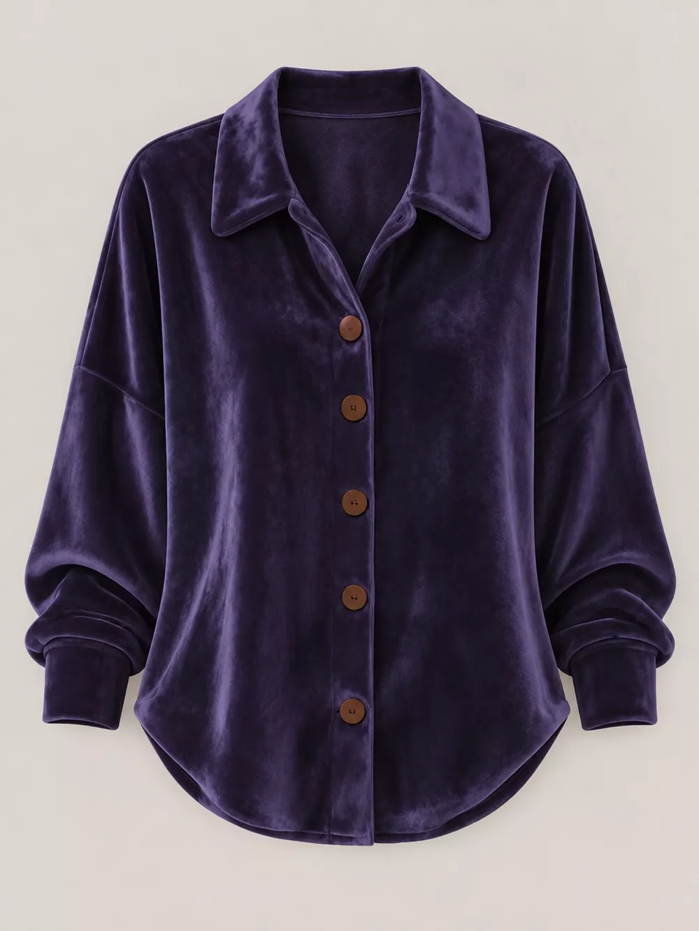 Full Size Velvet Button-Down Long Sleeve Shirt Plus Size, image 16