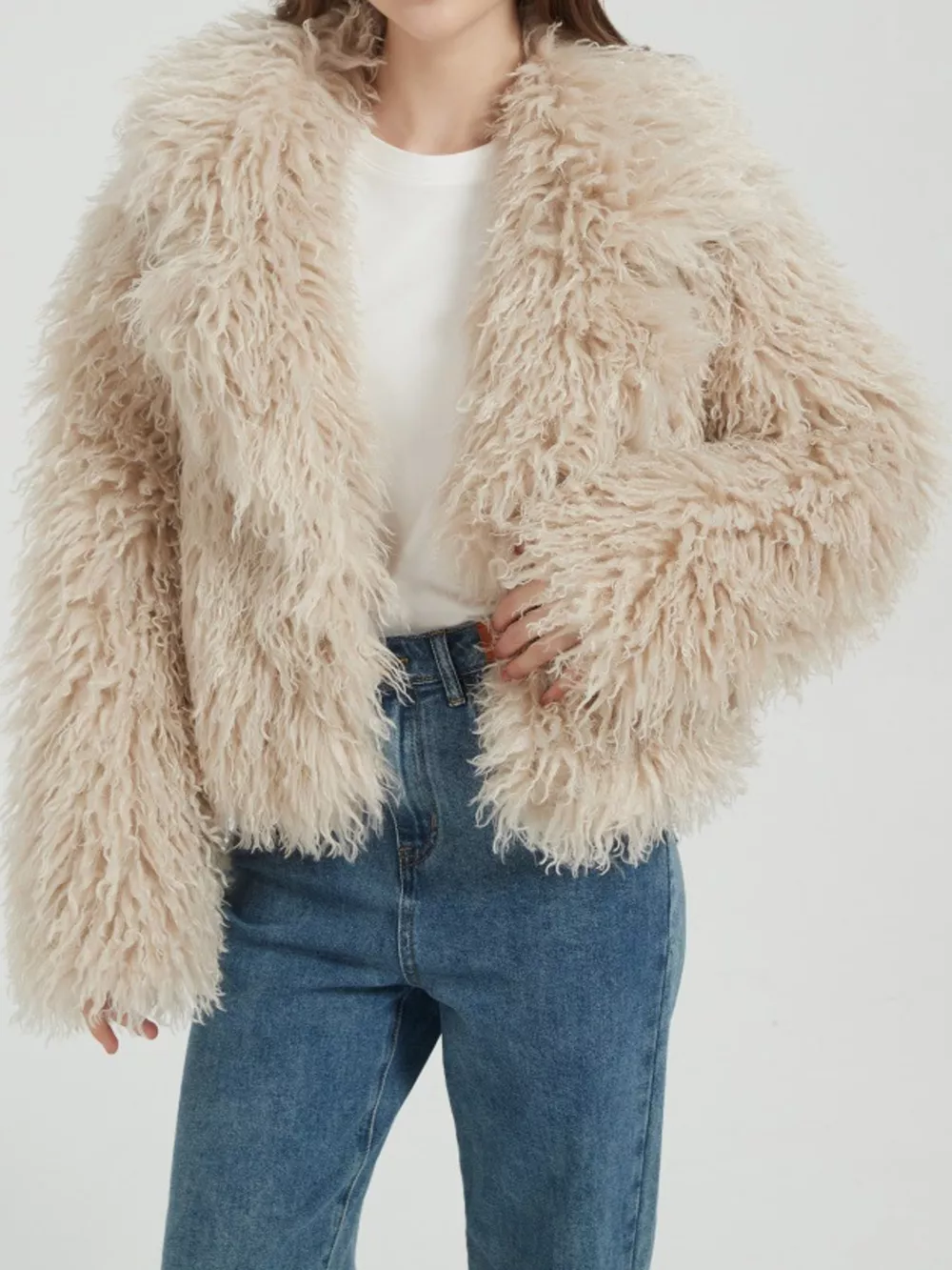 Faux Fur Open-Front Cropped Outerwear, image 7