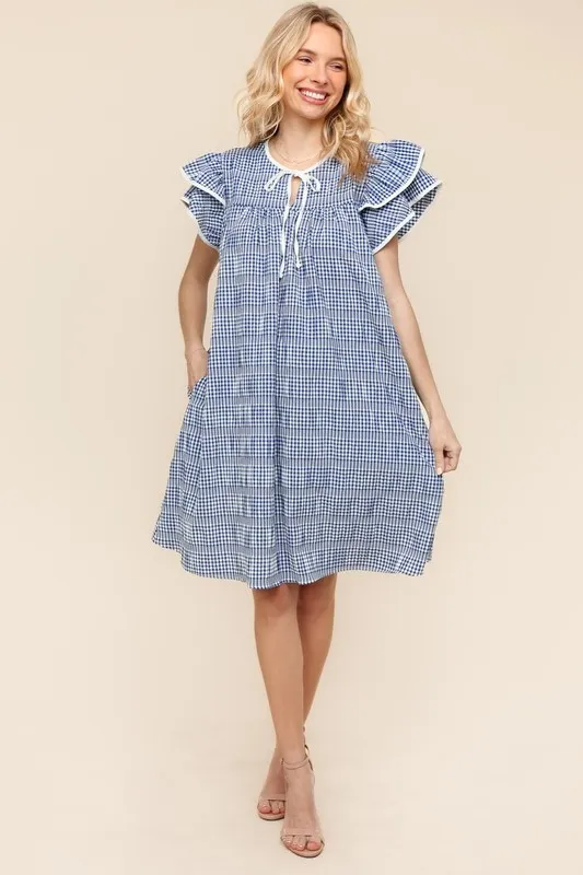 Double Ruffle Sleeve Dress with Side Pockets, image 4