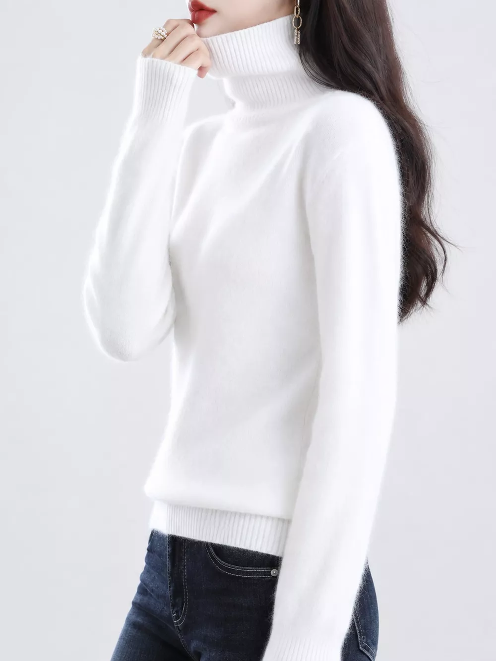 Full Size Turtleneck Long Sleeve Sweater Plus Size, image 17
