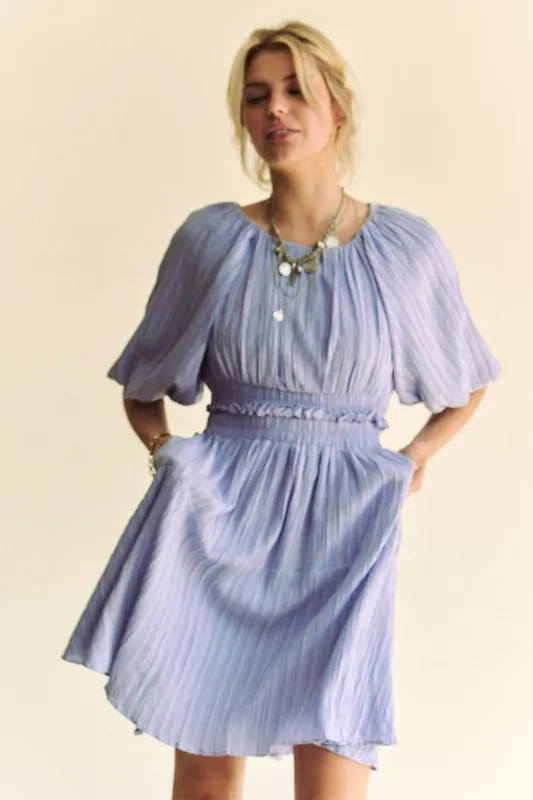 Back Button Puff Sleeve Mini Dress, image 8