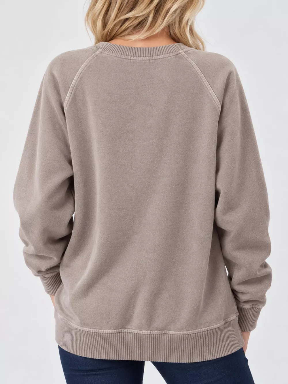Crew Neck Raglan Sleeve Sweatshirt, image 3