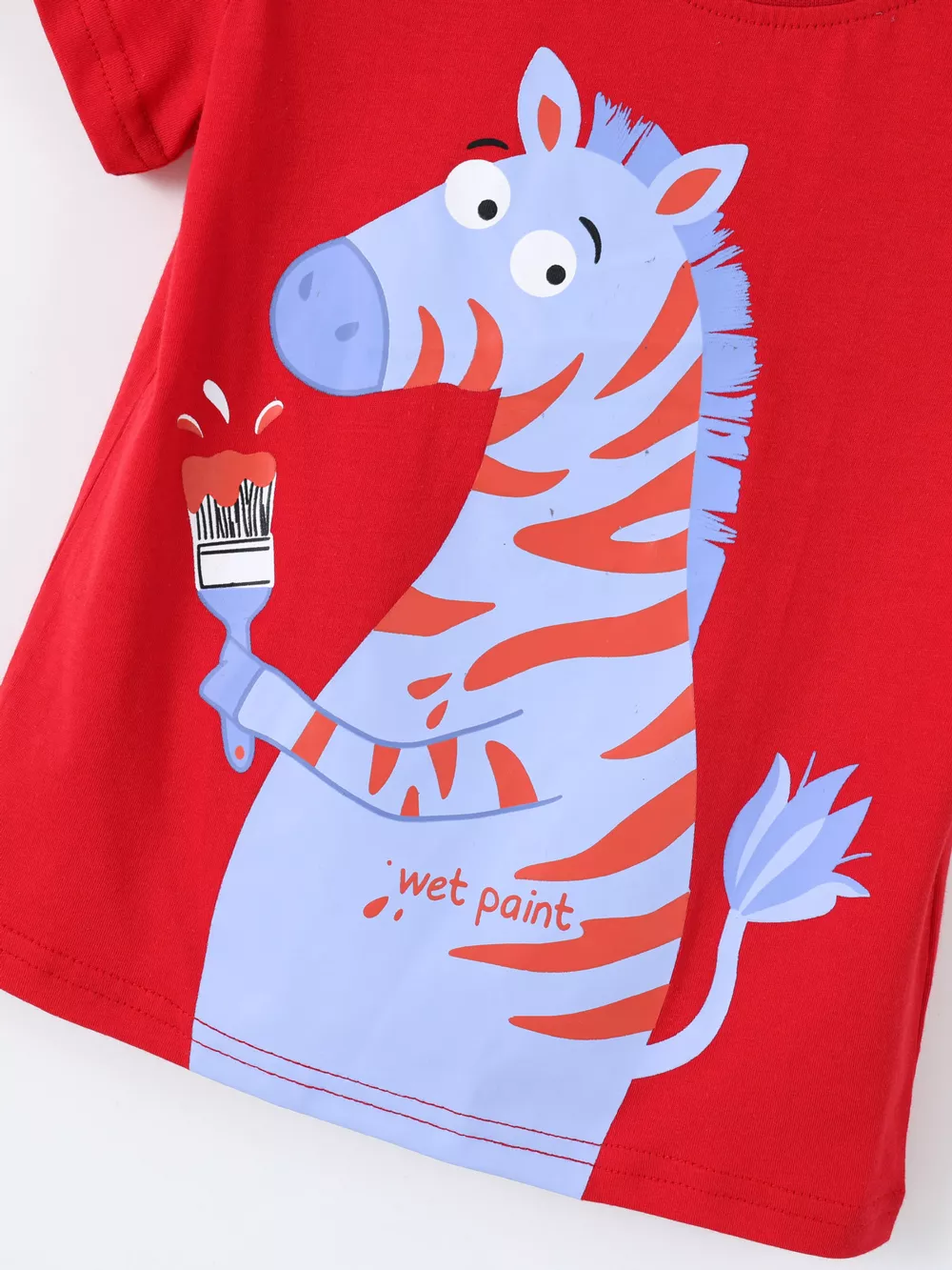 Children's Zebra Graphic Round Neck T-Shirt and Shorts Set, image 3