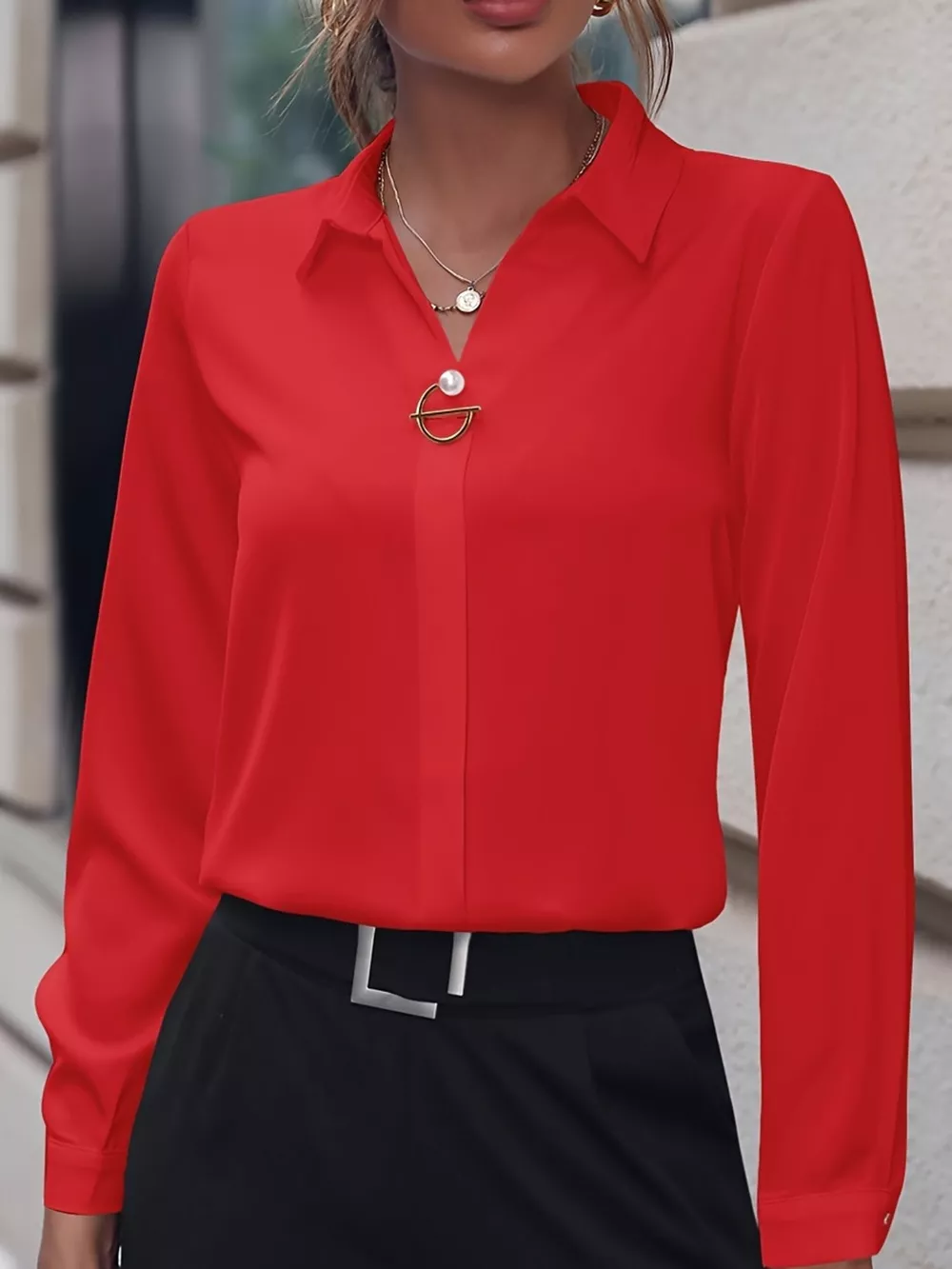 Long Sleeve Satin Blouse, image 15