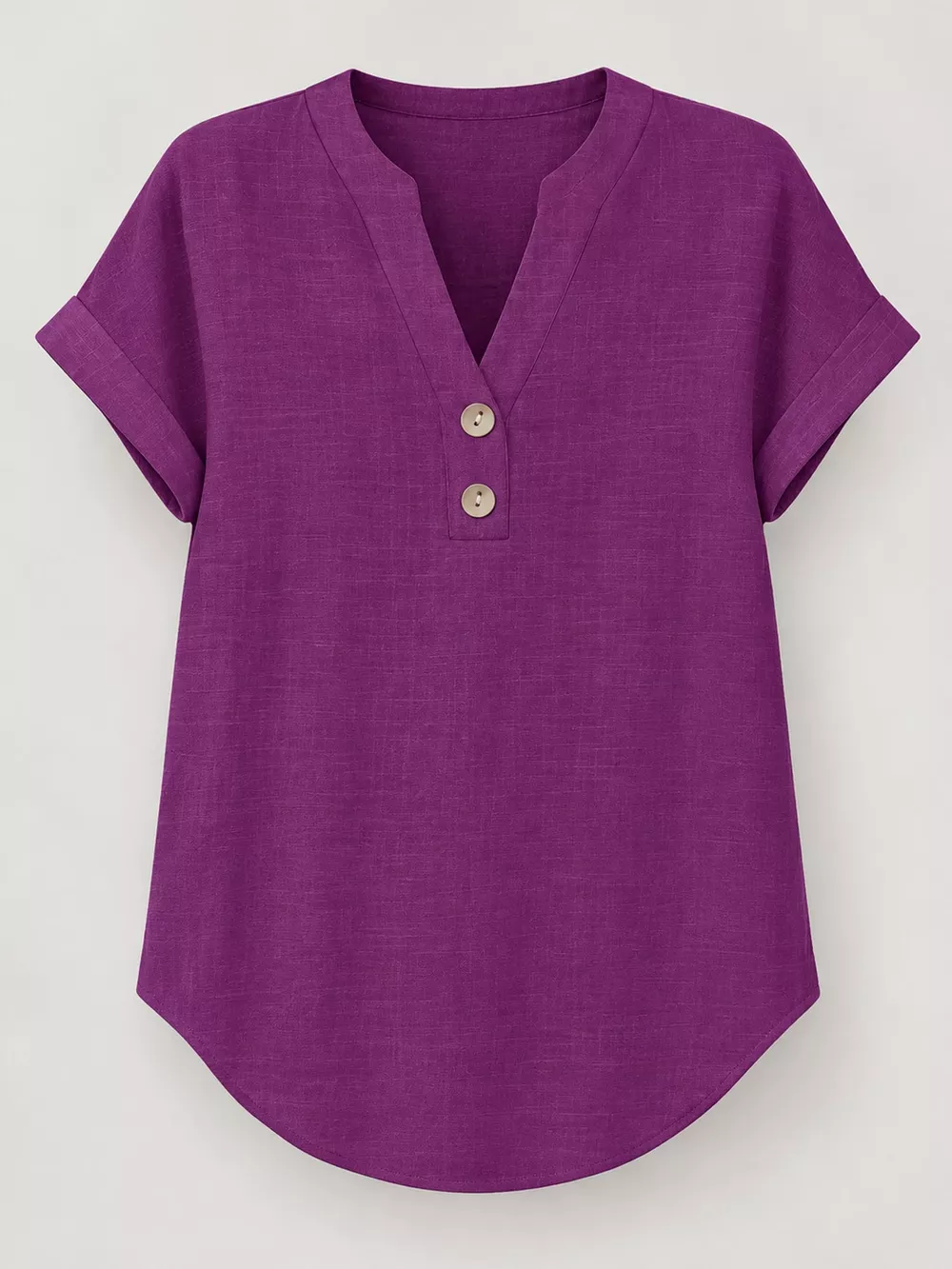 Full Size Button Detail Short Sleeve Blouse Plus Size, image 69