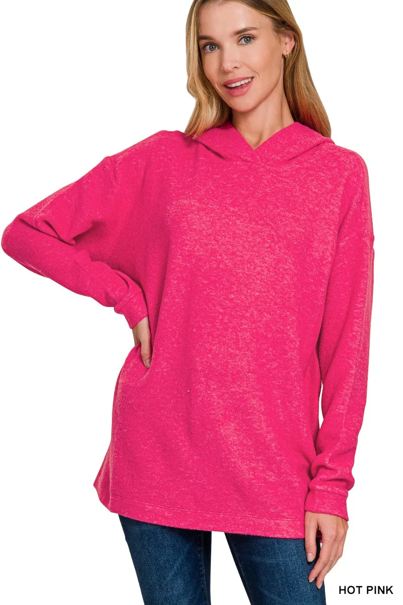 Hooded Brushed Melange Hacci Sweater