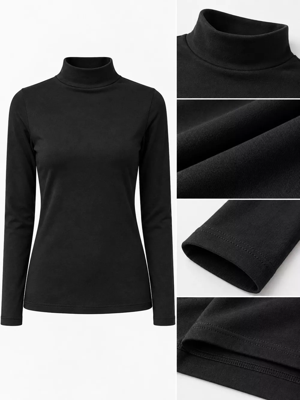 Full Size Slim-Fit Mock Neck Long Sleeve Basic T-Shirt Plus Size, image 15