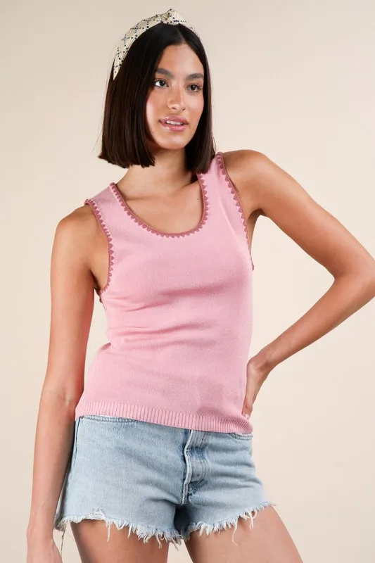 Blanket Style Sleeveless Knit Tank, image 4
