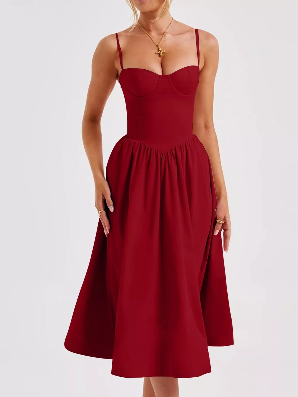 Sweetheart Neck Midi Cami Dress, image 6