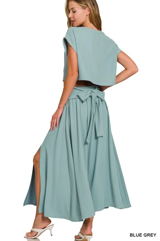 Heavy Woven Span Crop Tee & Skirt Set, image 10