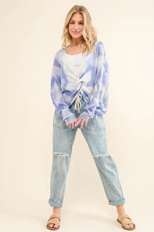 Blue Tie Dye Twisted Sweater, image 4