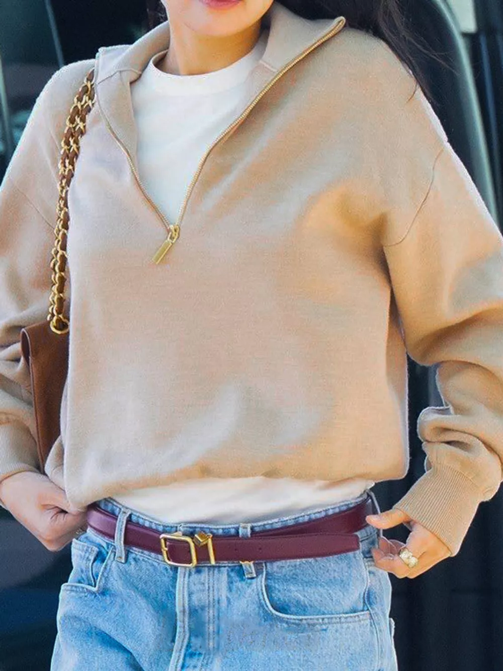 Half-Zip Dropped Shoulder Sweater, image 2