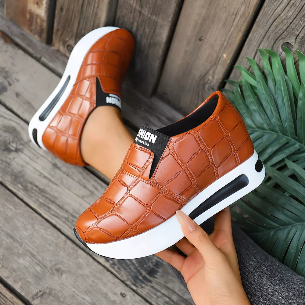 Crocodile Pattern Platform Slip-Ons, image 4