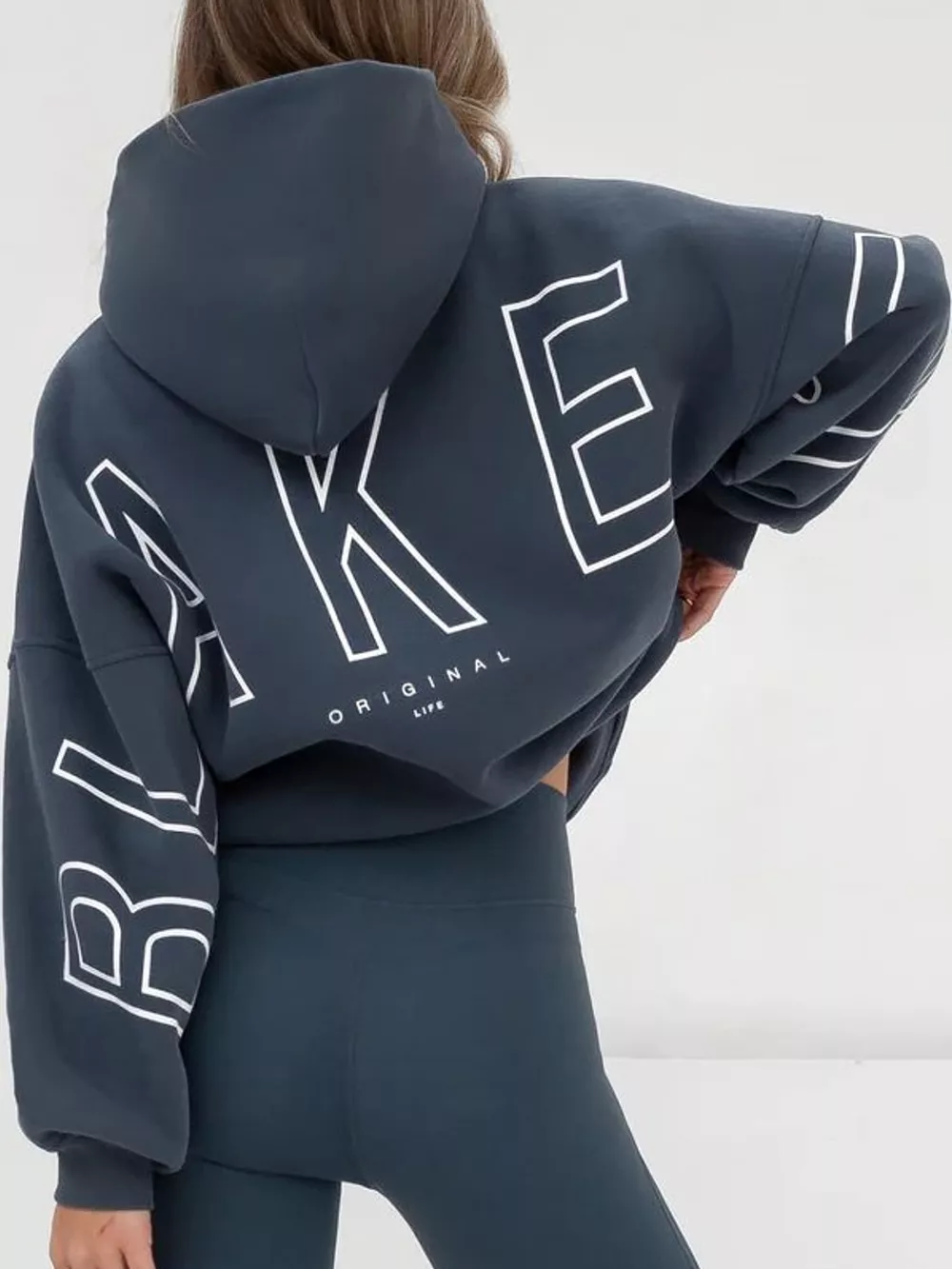 Letter Back Hoodie with Kangaroo Pocket, image 10