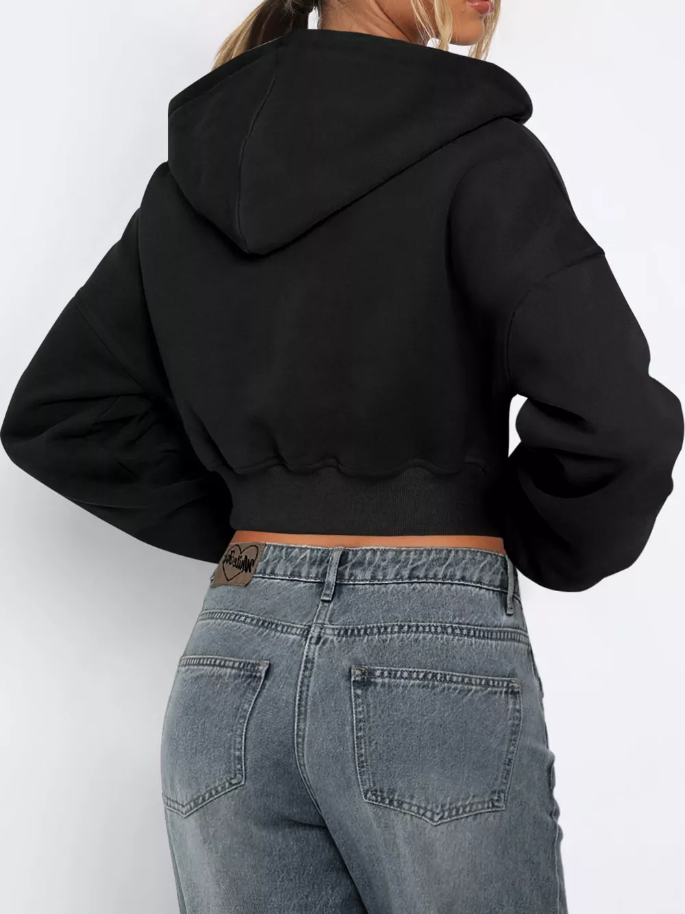 Zip-Up Cropped Hoodie, image 3