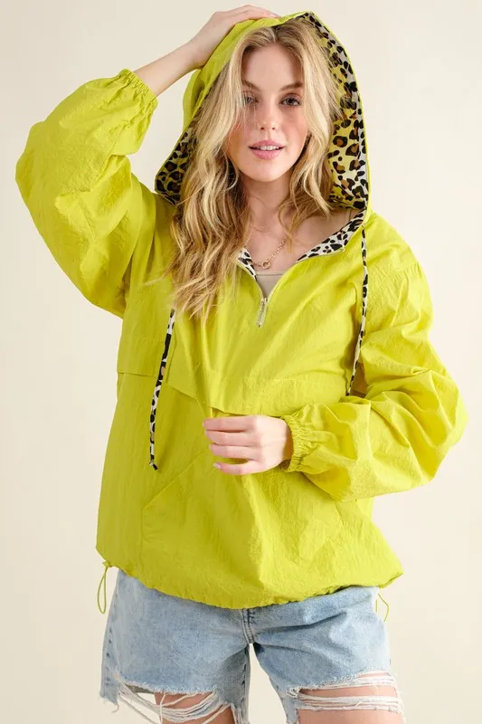 Leopard Print Hoodie Zipper Up Pocket Windbreaker, image 4
