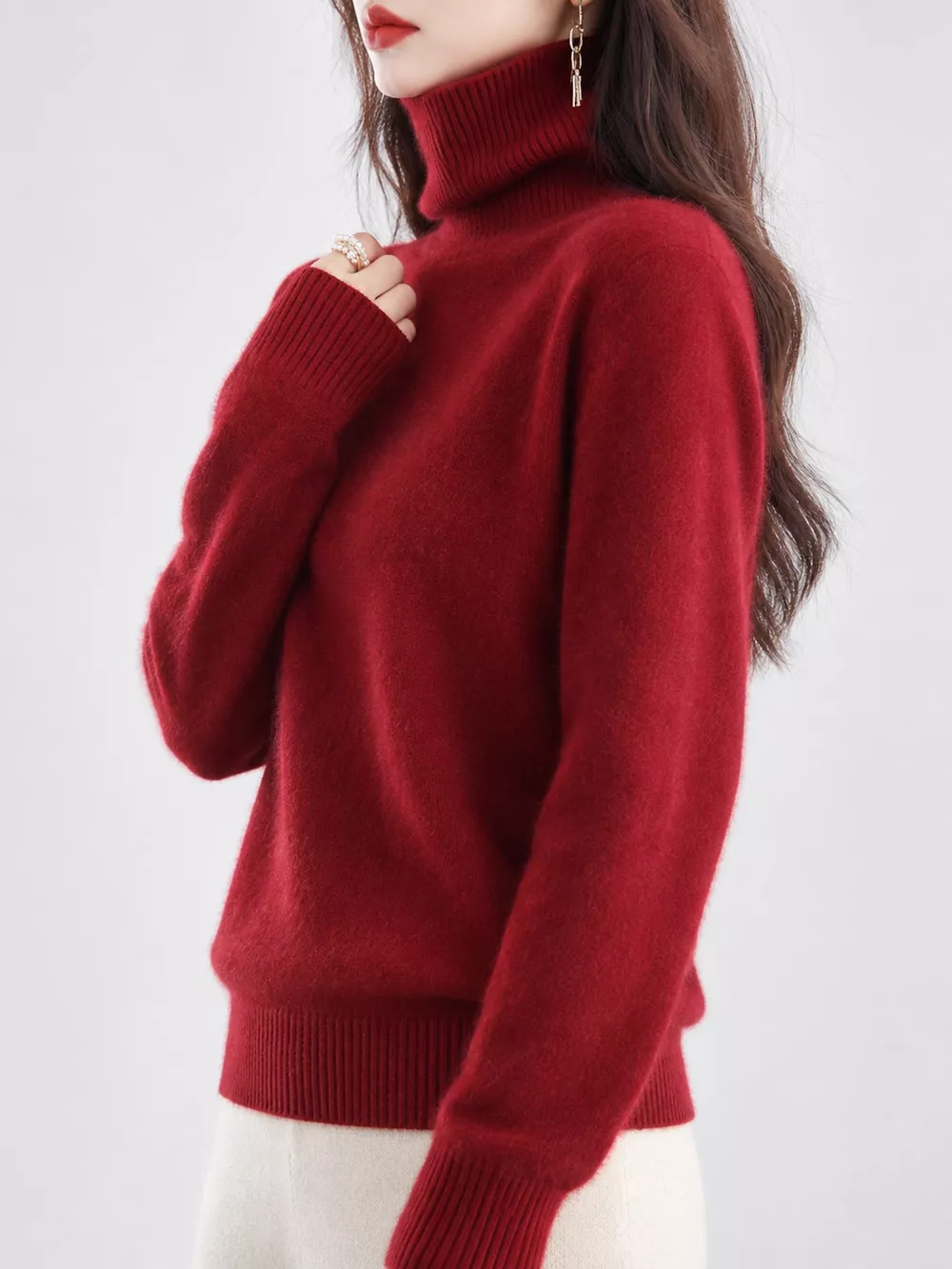 Full Size Turtleneck Long Sleeve Sweater Plus Size, image 93