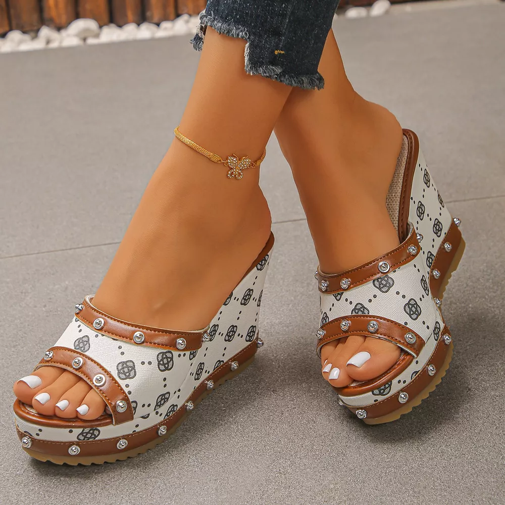 Peep Toe Wedge Sandals, image 5