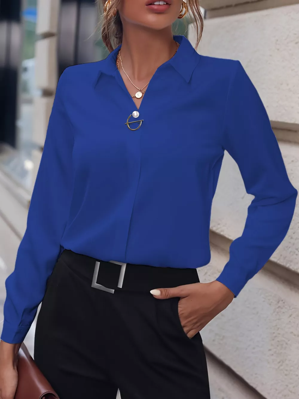 Long Sleeve Satin Blouse, image 28