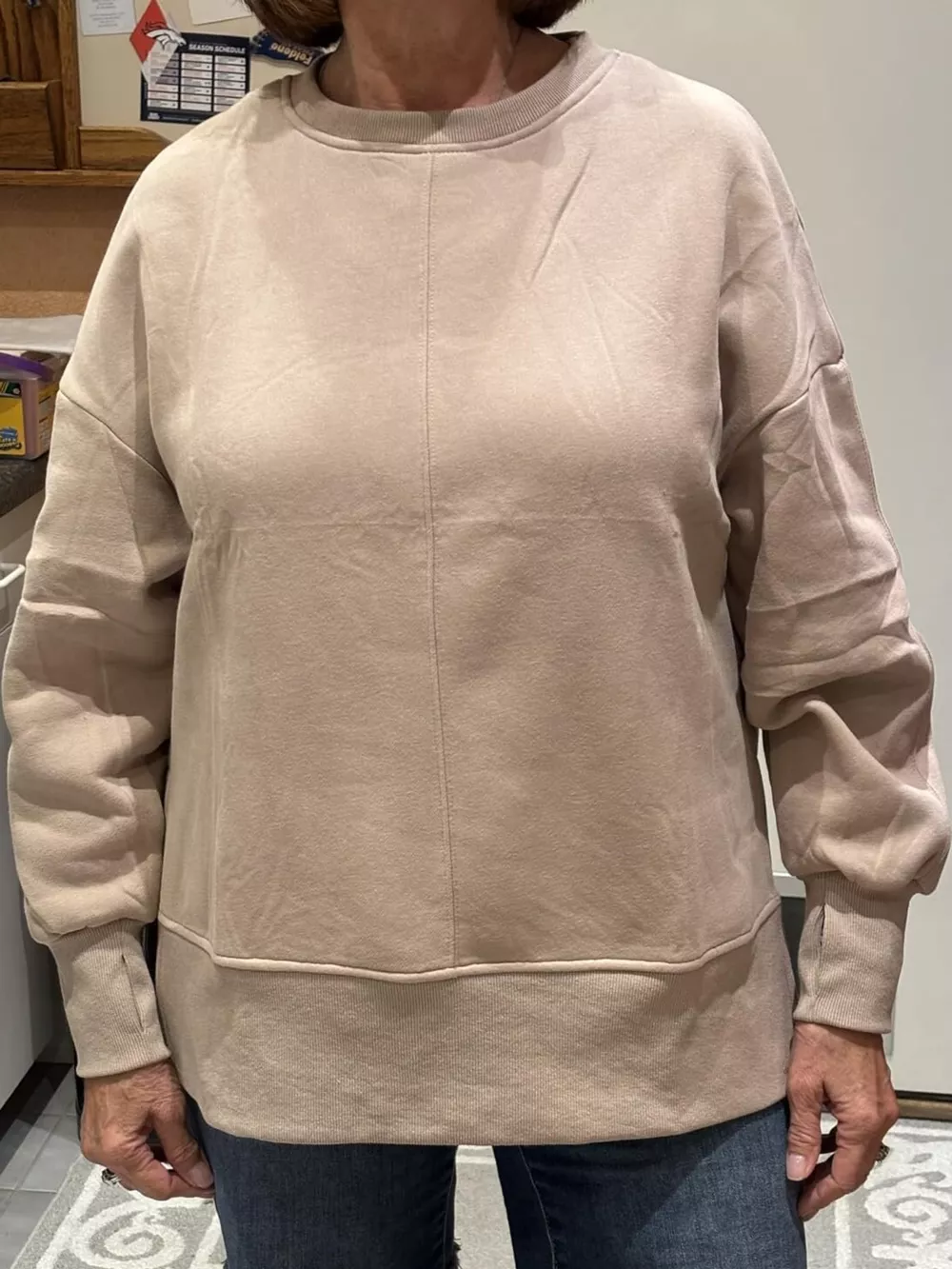 Oversized Crew Neck Sweatshirt with Side Slit, image 47