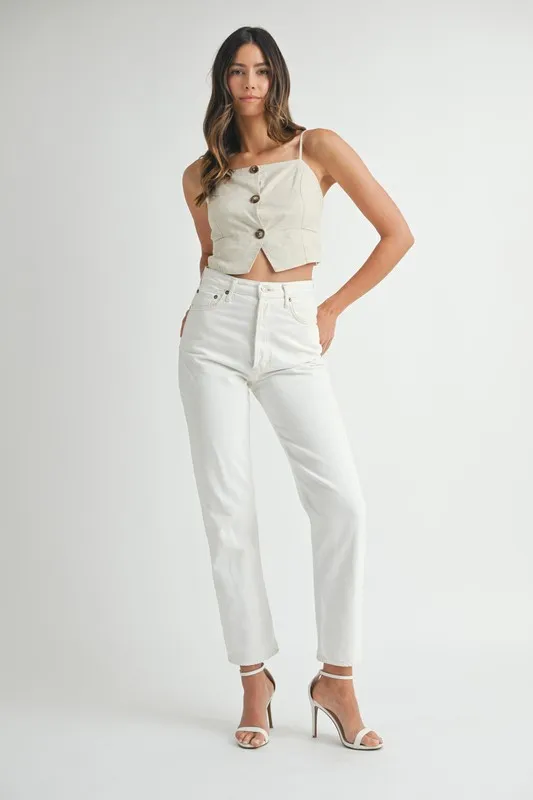 Linen Mix Button Down Tank Top, image 6