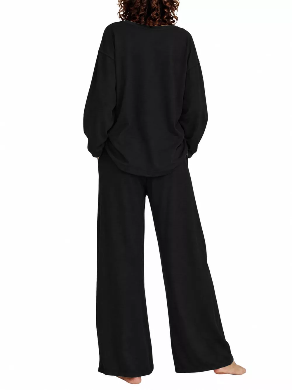 Full Size Round Neck Top and Drawstring Wide-Leg Pants Set Plus Size, image 8