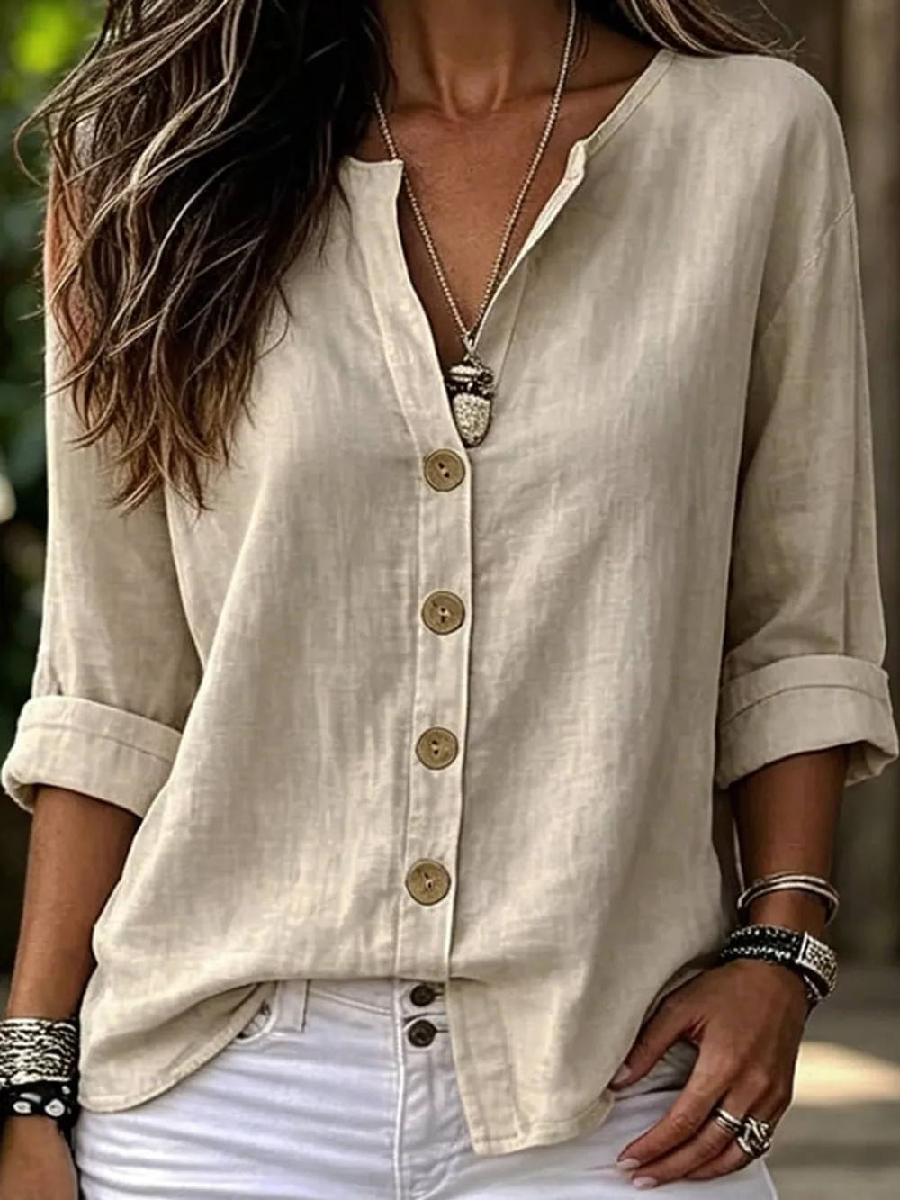 Notched Button Down Shirt, image 2