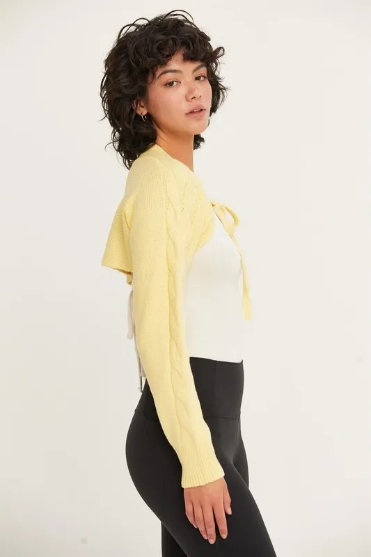 Cable-Knit Tie-Front Shrug, image 2