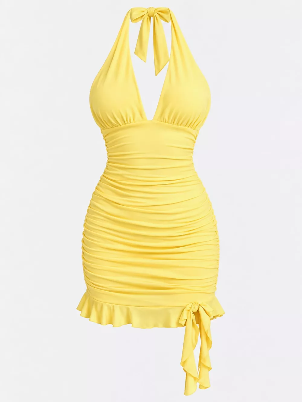 Ruched Halter Neck Bodycon Mini Dress, image 13