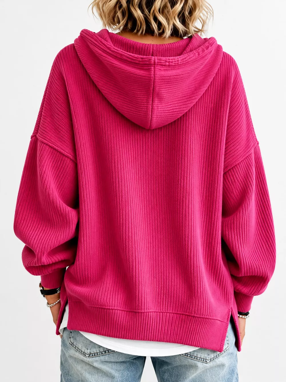 Drawstring Dropped Shoulder Hoodie, image 24