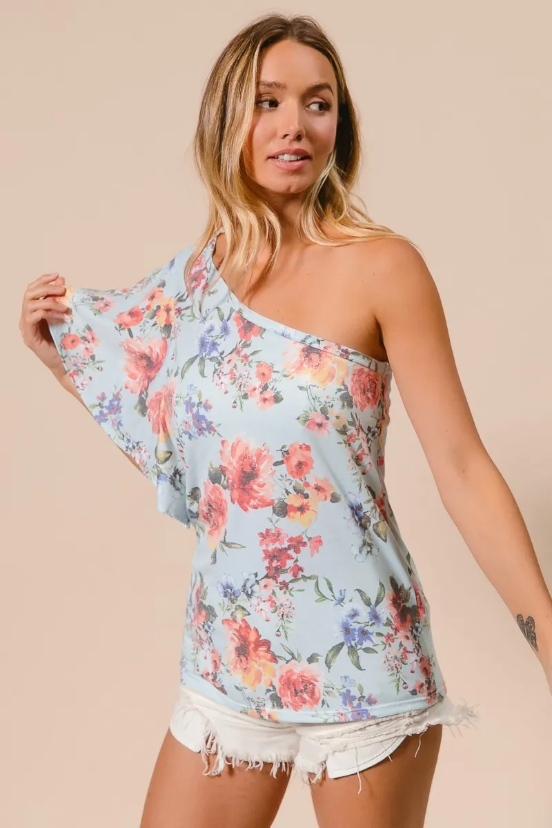 Floral Printed Jersey Knit Ruffle Sleeve Top, image 5