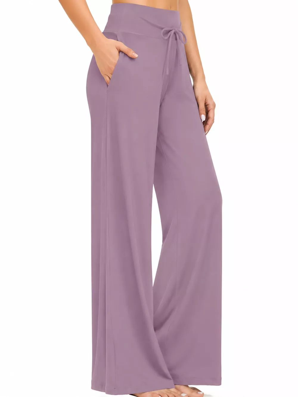 High-Waisted Wide-Leg Lounge Bottoms with Pockets, image 20