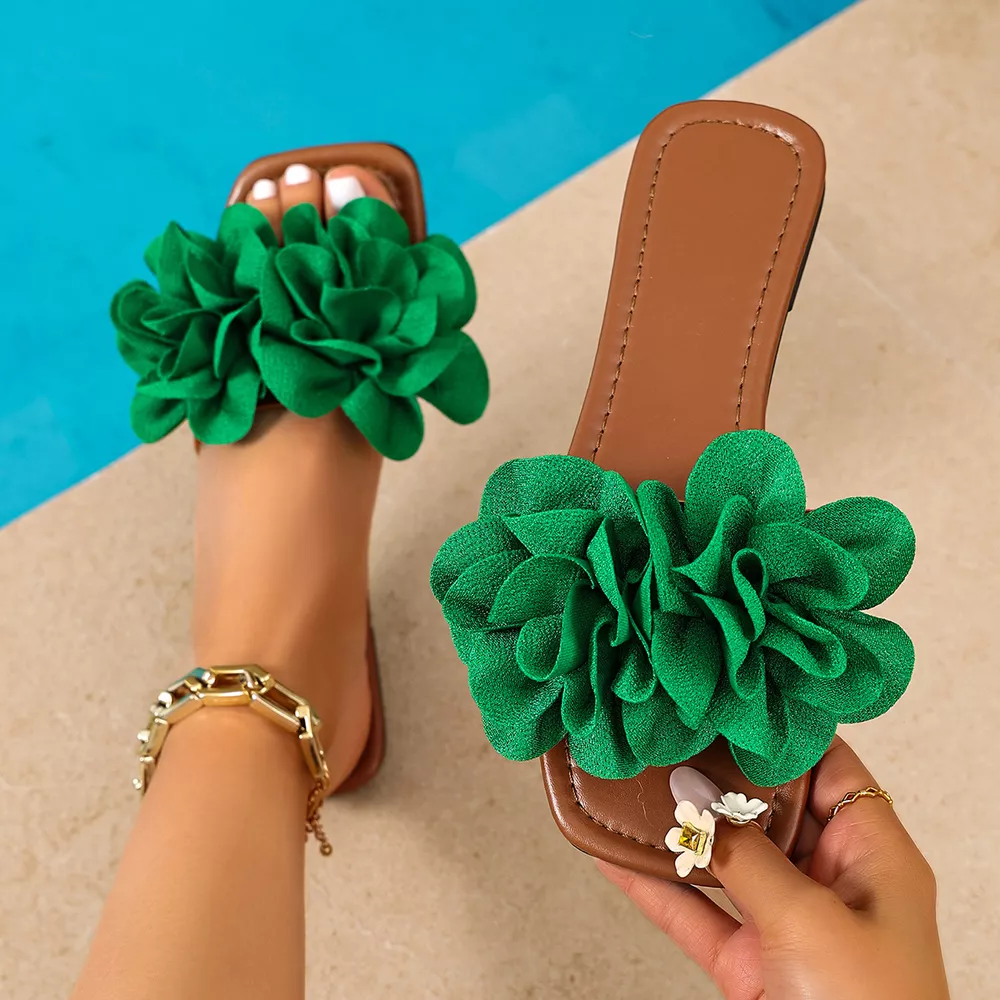 Floral Embellished Flat Sandals, image 7